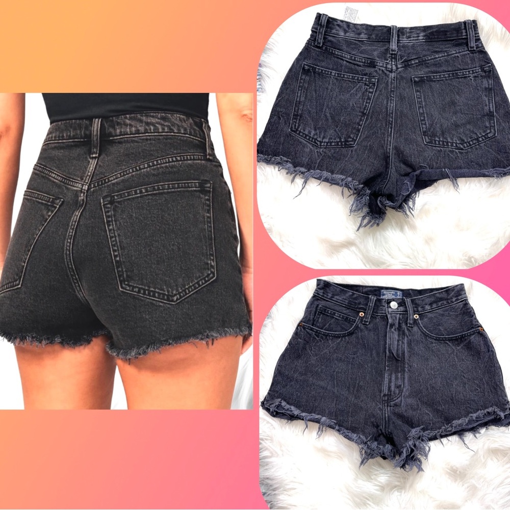 🌸Abercrombie & Fitch Black Natural Rise Denim Short for Women’s size 26